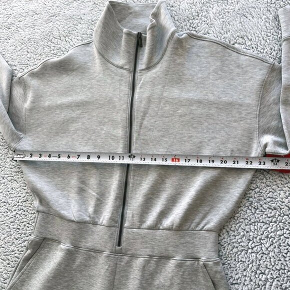 SPANX Air Essentials Jumpsuit Women's XL Wide Leg Half Zip Light Gray NEW - Picture 8 of 13